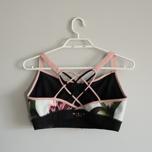 Ted Baker London Women's Sz M Floral‎ Sleeveless Activewear Stretch Sports Bra - Picture 2 of 11